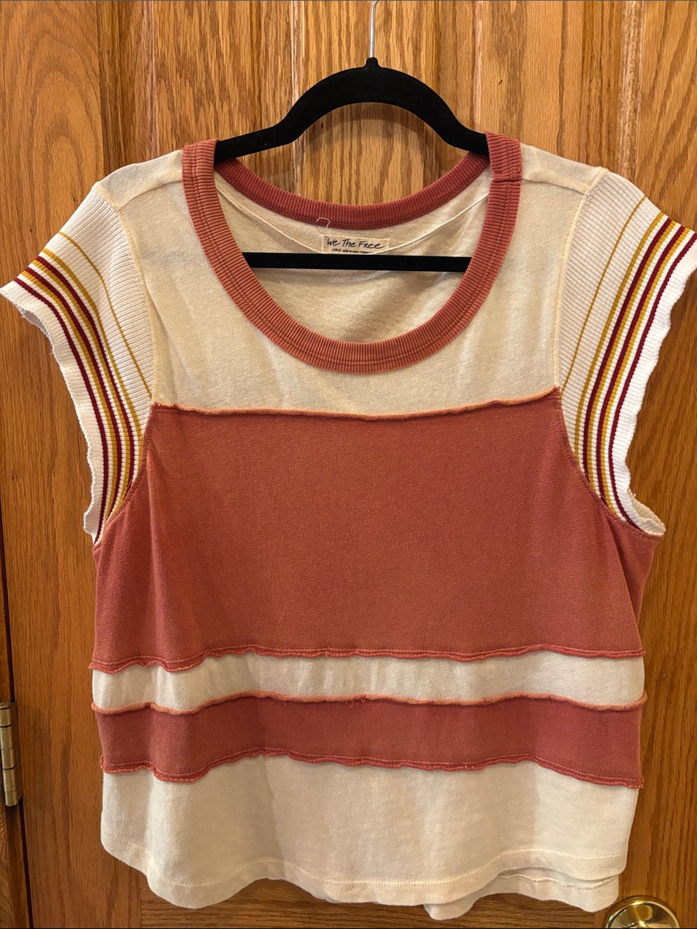 We the Free Rust, Cream & Yellow Striped Knit Tee